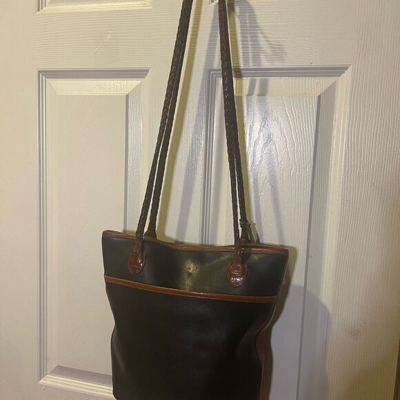 Brighton leather Black and Brown crocs print bucket style shoulder bag . - Picture 3 of 14